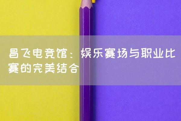 长沙电竞学校电竞市场:昌飞电竞馆：娱乐赛场与职业比赛的完美结合